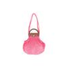 Borsa a Spalla a Tracolla Le Plage Filet 38 Color Block Chiusura a Scatto Rete con Bordi in Cotone e Pelle Borsa da Donna Rosa 10121HVHP73