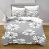 Floral Duvet Cover Set King Queen Lovely Red Pink Flowers and Green Leaf Polyester Bedding Set for Girls Women Black Multicolor