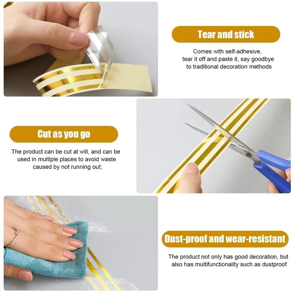 1PC 5m/196.85inch Self Adhesive Ceramic Tile Sticker Waterproof Gap Sealing Tape Wall Sticker Strip Floor Tile Stickers Living R