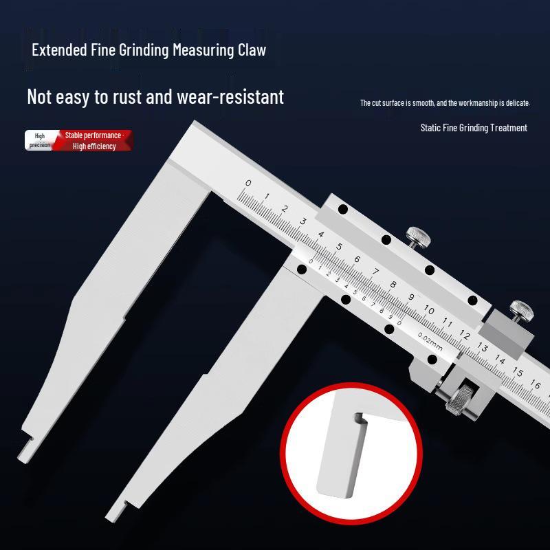 Industrial Precision Stainless Steel Vernier Caliper with Extended Jaw (0-300mm, 0-500mm, 0-600mm)
