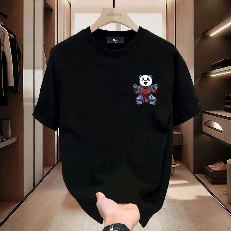 2025 Spring Summer Heavyweight T-Shirt Men's Top Hong Kong Style T-Shirt Versatile Simple Top Couple Outfit Comfortable Tee Shirt