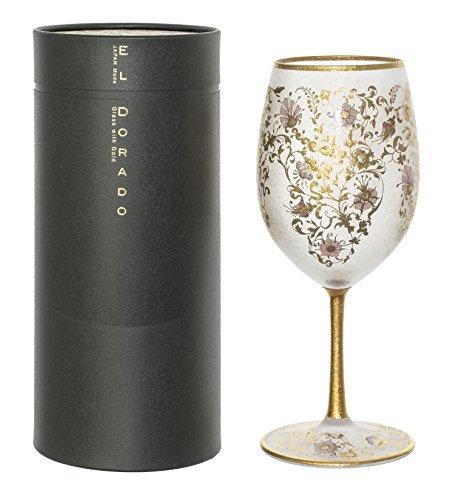 Aderia El Dorado Arabesque Gold Wine Glass, 540ml, Made in Japan, Gift Boxed, Stylish, Perfect for Red Wine and White Wines. A perfect gift for women,