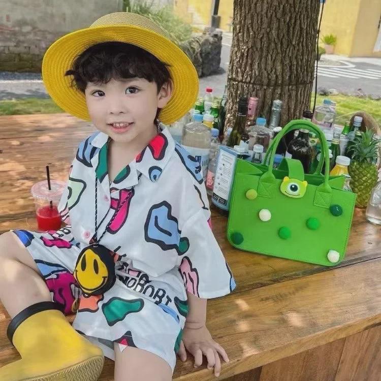 2024 Korean-Style Kids' Summer Suit - Beach-Ready Shorts & Shirt Set for Boys & Girls