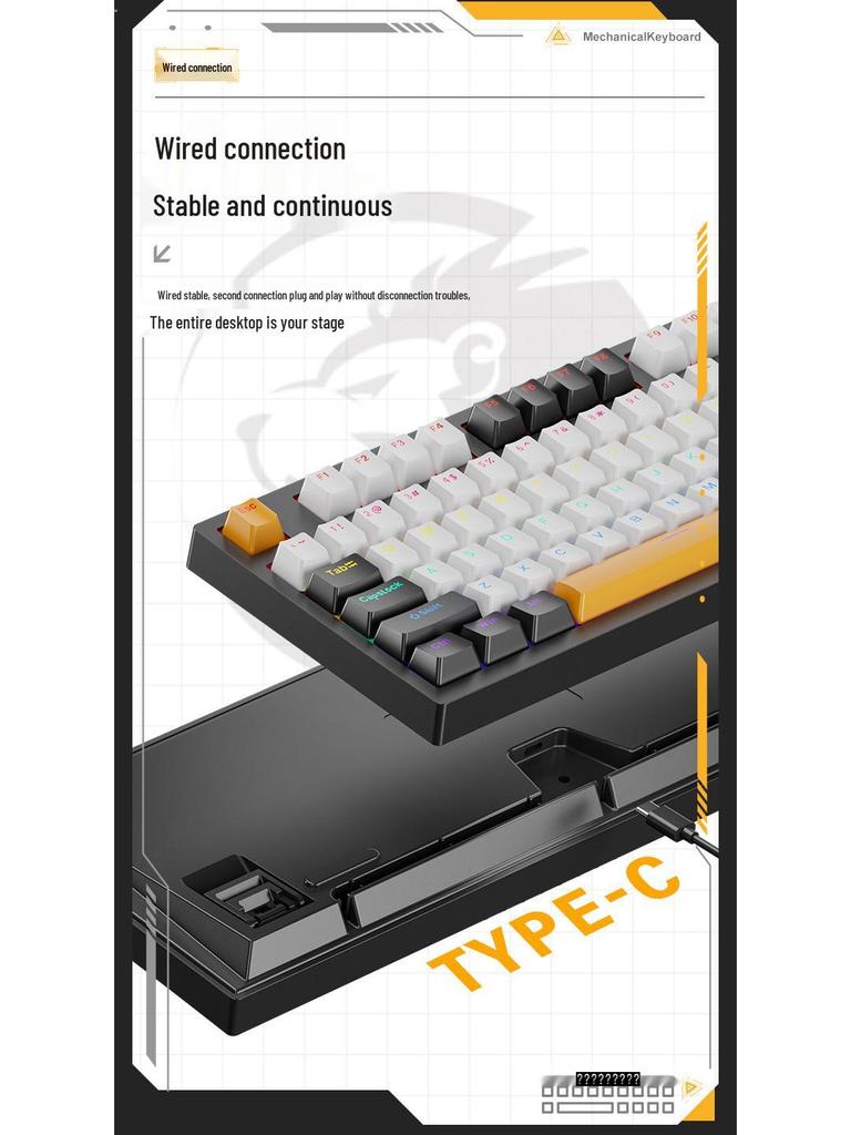 K98 Wired Mechanical Keyboard with Blue/Red/Brown Switches - Detachable Cable for PC, Laptop, Office, Gaming