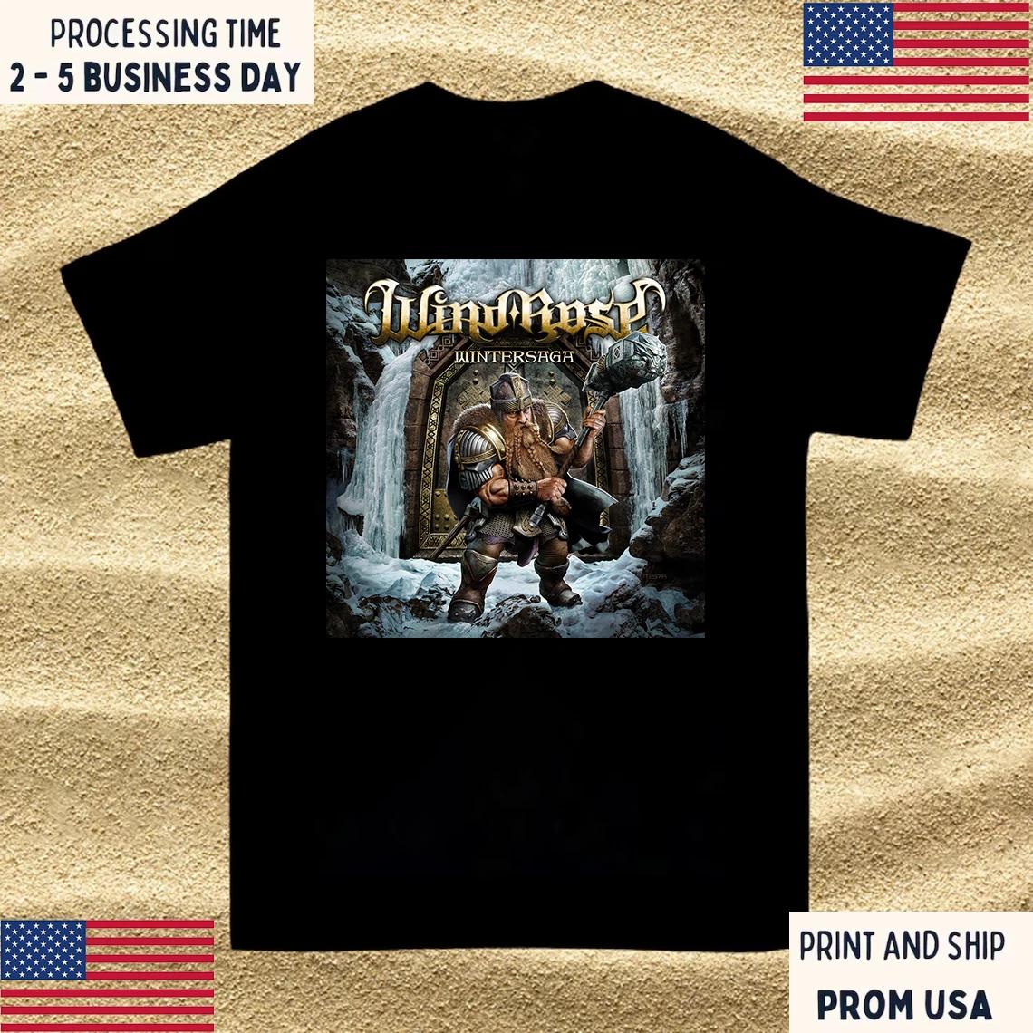 Wind Rose Band Wintersaga Black Cotton T Shirt Full Size S-5XL S