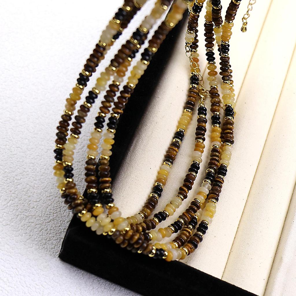Chinese Retro Tiger Eye Beaded Autumn Clavicle Necklace Choker for Women