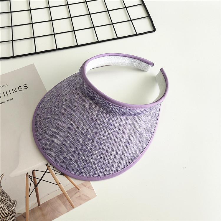 Women Summer Empty Top Visors Sun Hat Simple Solid Color Wide Brim Sunscreen Cap Female Outdoor Adjustable Travel Beach Hats