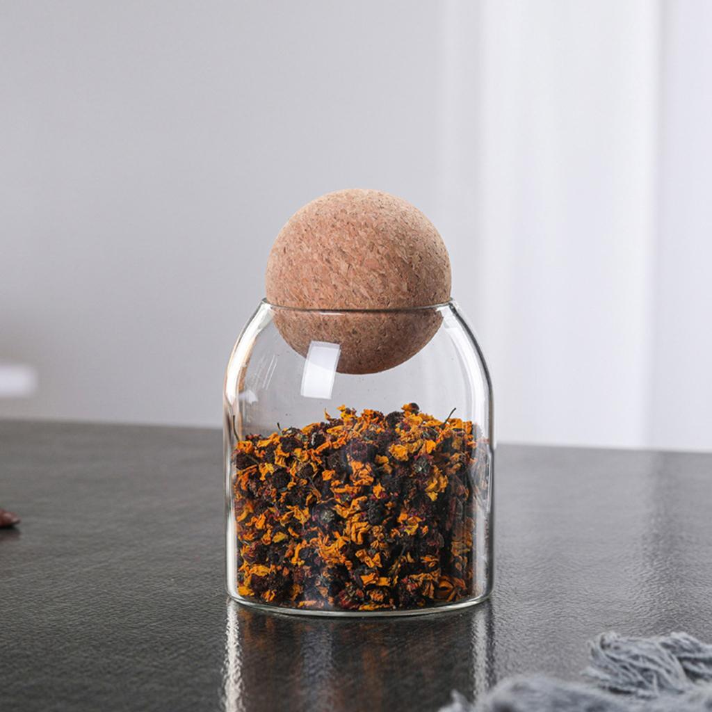 Clear Cork Glass Bottle Storage Sealed Jar Candy Coffee Bean Jar 