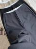 In-Stock Gray Cotton Slim Fit Straight-Leg Women's Commuting Pants with Draped Design