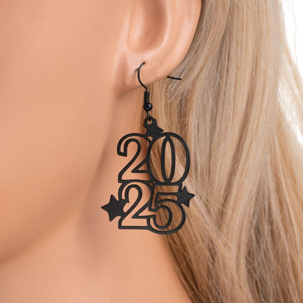 2025 Number Geometric Hanging Earrings Wine Cup Letter Number Figure Earring  Fashion Jewelry