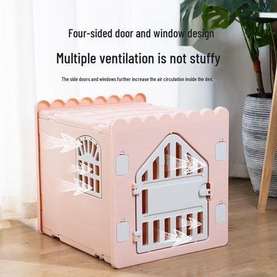 All-Season Cat House: Four-Sided Doors & Windows, Multi-Directional Ventilation, Spacious, Birthing Room, Rainproof, Outdoor Cat Shelter.