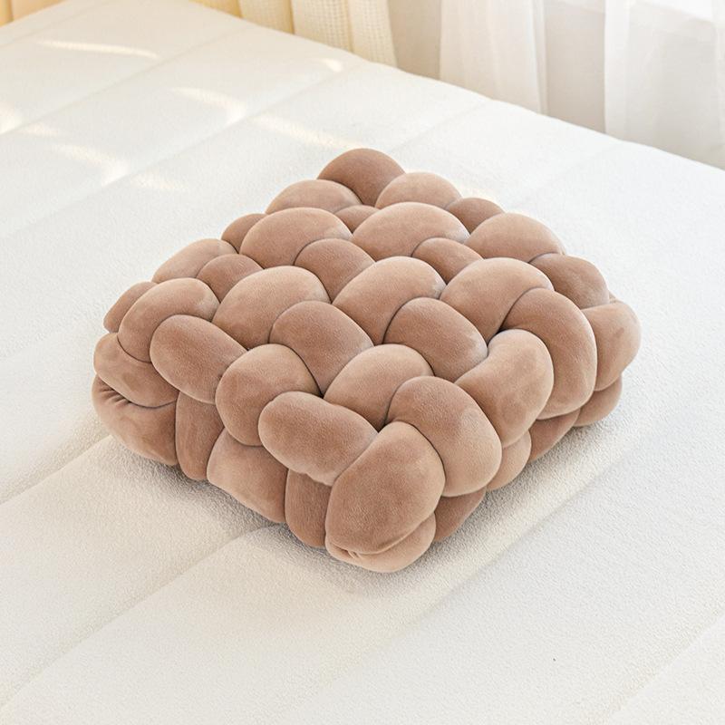 Cream Knit Throw Pillow, Decorative Sofa Cushion for Living Room, Bedroom, or Office