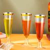5Pcs Plastic Tumbler Cups 150ml Transparent Elegant Disposable Partyware with Gold Rim