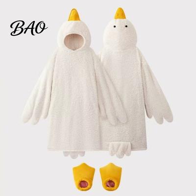 Pigiama Traspirante per Bambini Divertente Costume d'Oca e Anatra per Adulti, Tuta Animale con Cappuccio Pigiama per Bambini, Morbida Coperta Indossabile in Peluche, Divertimento Cosplay di Halloween