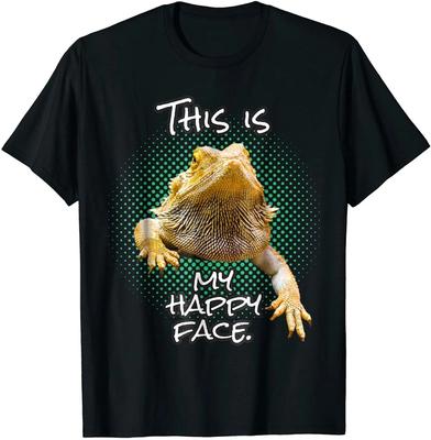 This Is My Happy Face Funny Reptile Bearded Dragon Mens TShirt Summer Cotton Short Sleeve ONeck Unisex T Shirt New S3XL