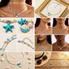 Simple Metal Shell Starfish Pendant Necklace for Women Bohemian Mixed Color Rice Beads Chain Necklace Beach Vacation Jewelry