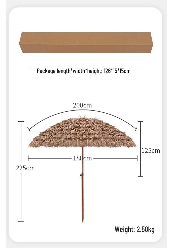 Outdoor Straw Thatch Sun Umbrella with Tassels for Villa Courtyard or Homestay