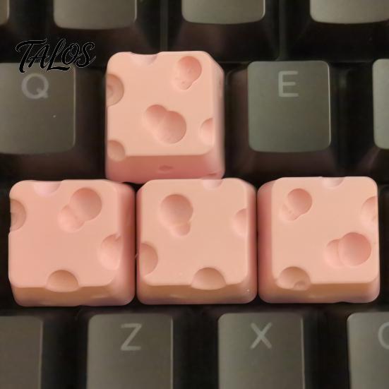 Novelty Cheese Design Keycap 4PCS Keyboard Keycaps, 3D Printed Macaron Color Key Caps, Durable PLA for Cross Axis Switches Decorative Set, Gaming