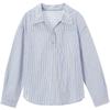 Betu Women's Blue & White Stripe Embroidered Cotton Shirt