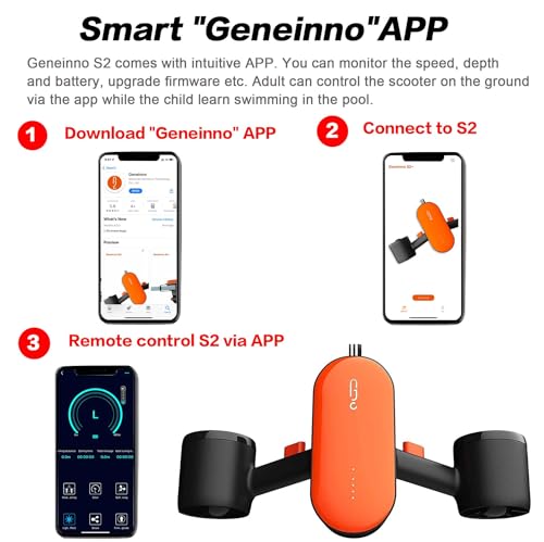 GENEINNO S2 Podvodní skútr, Duální motory a podpora chytré aplikace, Mořský skútr pro plavání, potápění s přístrojem, volné potápění, šnorchlování pro děti