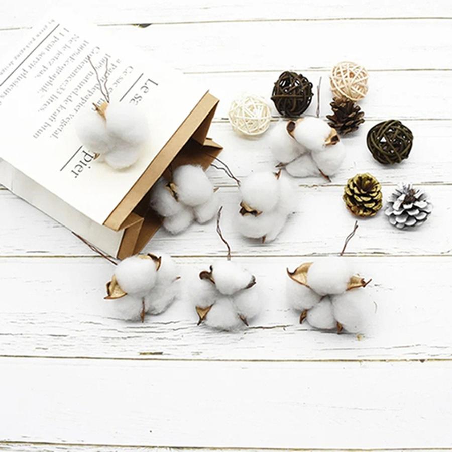 10/20Pcs Artificial Flowers Hot Sale Cotton Balls Christmas Decoration Photograph Prop Wreath Wedding Holding Home Diy Accessory