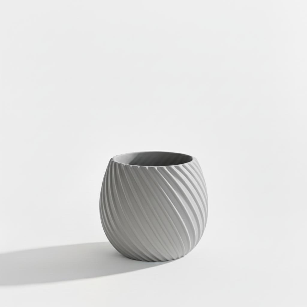Modern Designer Spiral Flowerpot Gray for Plants