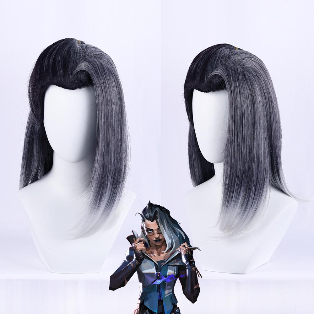 Black Dream Valorant Fade Cosplay Wig With Pointed Beauty For Anime Fans