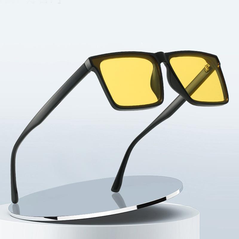 Gm Square Simple Thick Frame Sunglasses Yellow Men'S And Women'S Trendy Brand Retro High-End Sunglasses