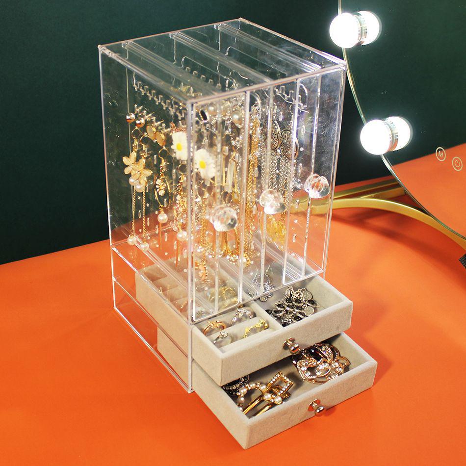 

Earring and Necklace Display Stand: Large Transparent Storage Box
