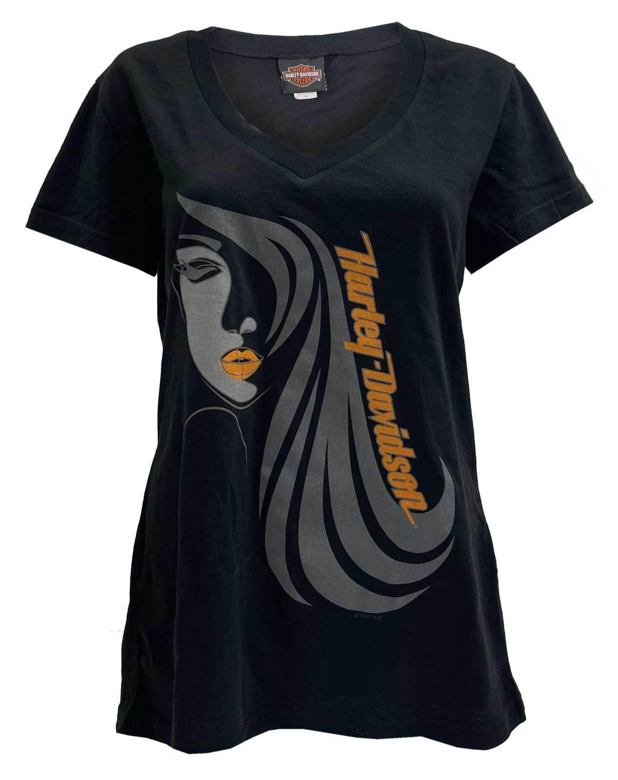 Harley-Davidson Women s Portrait V-Neck Short Sleeve Soft Fabric Tee 2XL