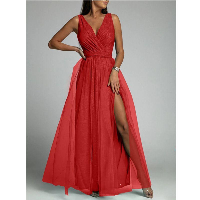 Women Formal Attire Fashion Sexy V-neck Ladies Evening Dress