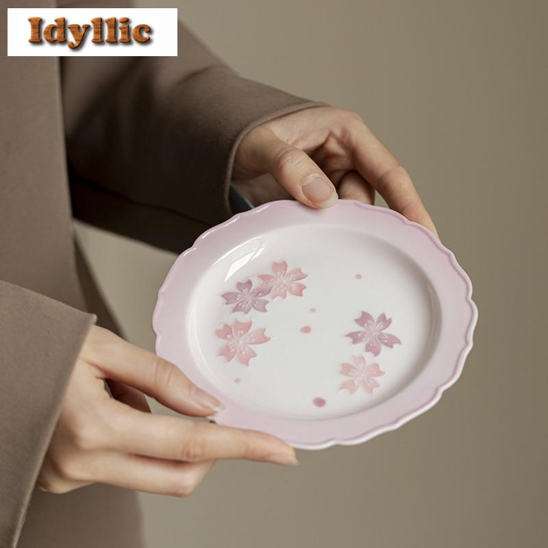 Jade Clay Arita Porcelain Cherry Blossom Teapot Ancient Tea Infuser Pot Tea Soaking Kettle with Strainer TeaCups Tea Lid Set