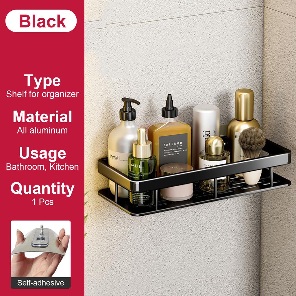 Bathroom Shelf No Drill Wall Mounted Shampoo Bottle Shower Corner Rack Toilet Storage Rack Aluminum Bathroom Kitchen Accessories
