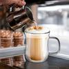 KEMORELA 1/2 STÜCK Macchiato Doppelwandglas Doppelwandglas aus Borosilikatglas mit Henkel Doppelwandige Cappuccino-Tasse