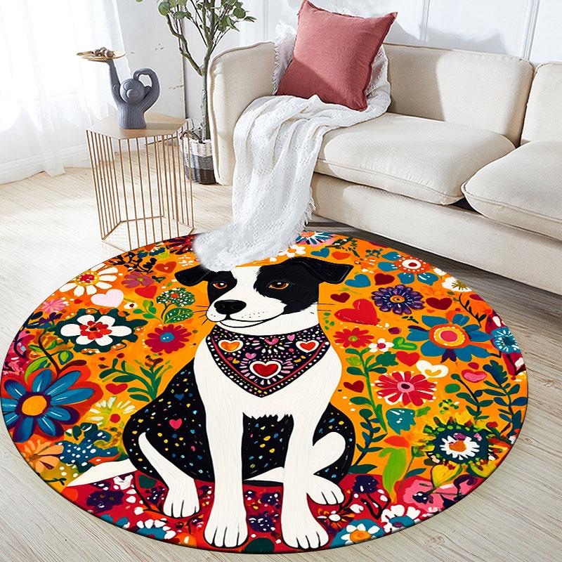 Cartoon Puppies pattern round rug,Carpet Rug for Living Room Bedroom Playroom ,Non-slip Floor Mat,Holiday Gifts and Birthday Gifts.