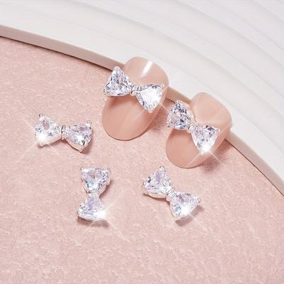10 PIÈCES Charmants Breloques Nail Art 3D Nœud Papillon Strass Pendentif Cristal Décalcomanies Décoration DIY pour Femmes Nail Art Beauté Design Bijoux Artisanat