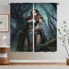 Female Elf Bedroom Curtains 2 Pieces Short Window Curtains for Living Room Partition Curtain Rods Curls Blinds Tentacles Blind