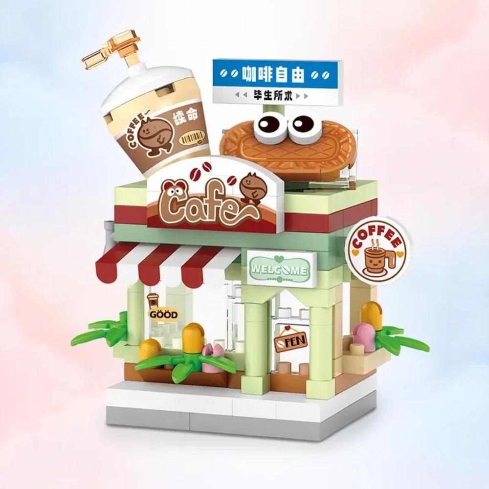 Restaurant Dessert Coffee Pet Fruit Store Street View Food House Building Blocks Kit Girls Bricks Model Kids Toy Boy Child Gifts