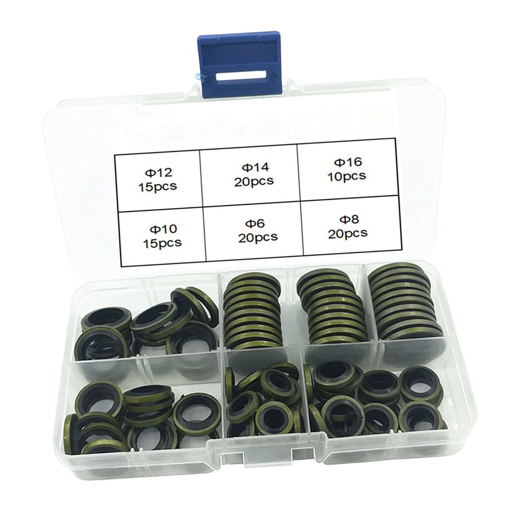 100 Pcs Rubber Drain Plug Gasket Easy Installation Oil Drain Plug Crush Washer for Automobile Motorcycle Crankshaft
