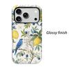 Botanical Blue Bird Lemon Blueberry Floral Art Film Aesthetic Protective Shockproof Bumper Phone Case Cover For iPhone 14 15 16 17 Pro Max Plus