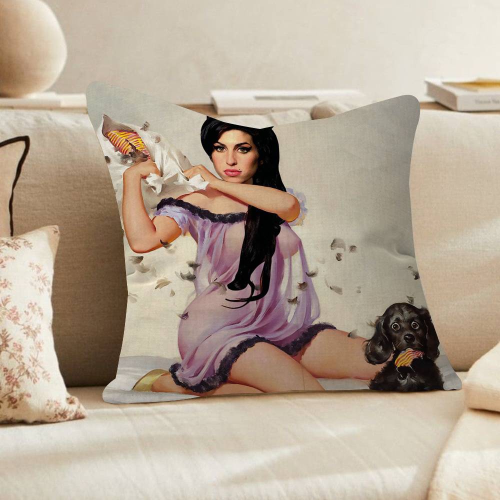 Amy WWinehouse Music Singer Movie Cushion Cover Inches Farmhouse Decor Home Throw Pillow Covers for Couch Decorations