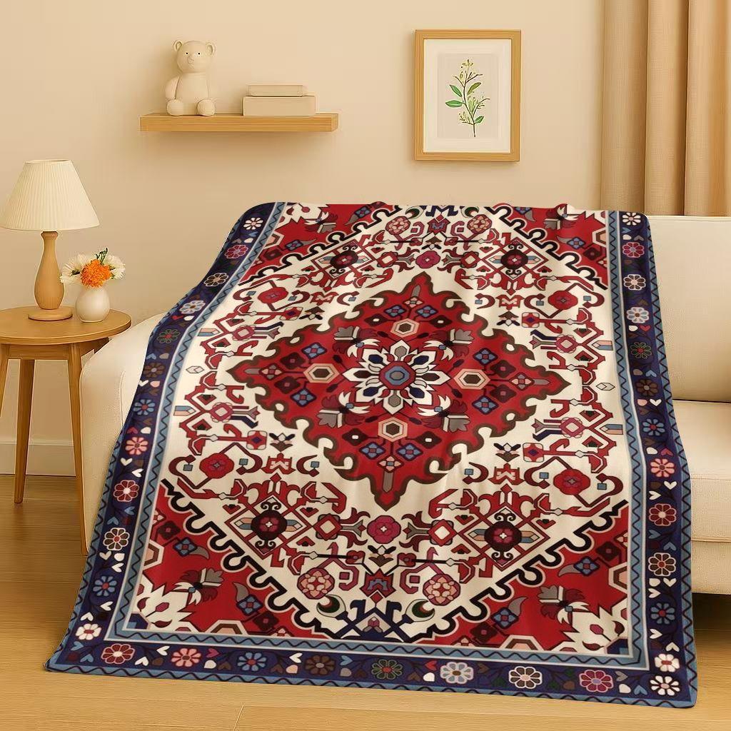Luksusowy Perski Turecki Bohemian Flanelowy Koc 3D, Niezwykle Miękki Ciepły Pluszowy Koc na Domową Sypialnię Łóżko Kanapę Biuro Prezent dla Dziecka