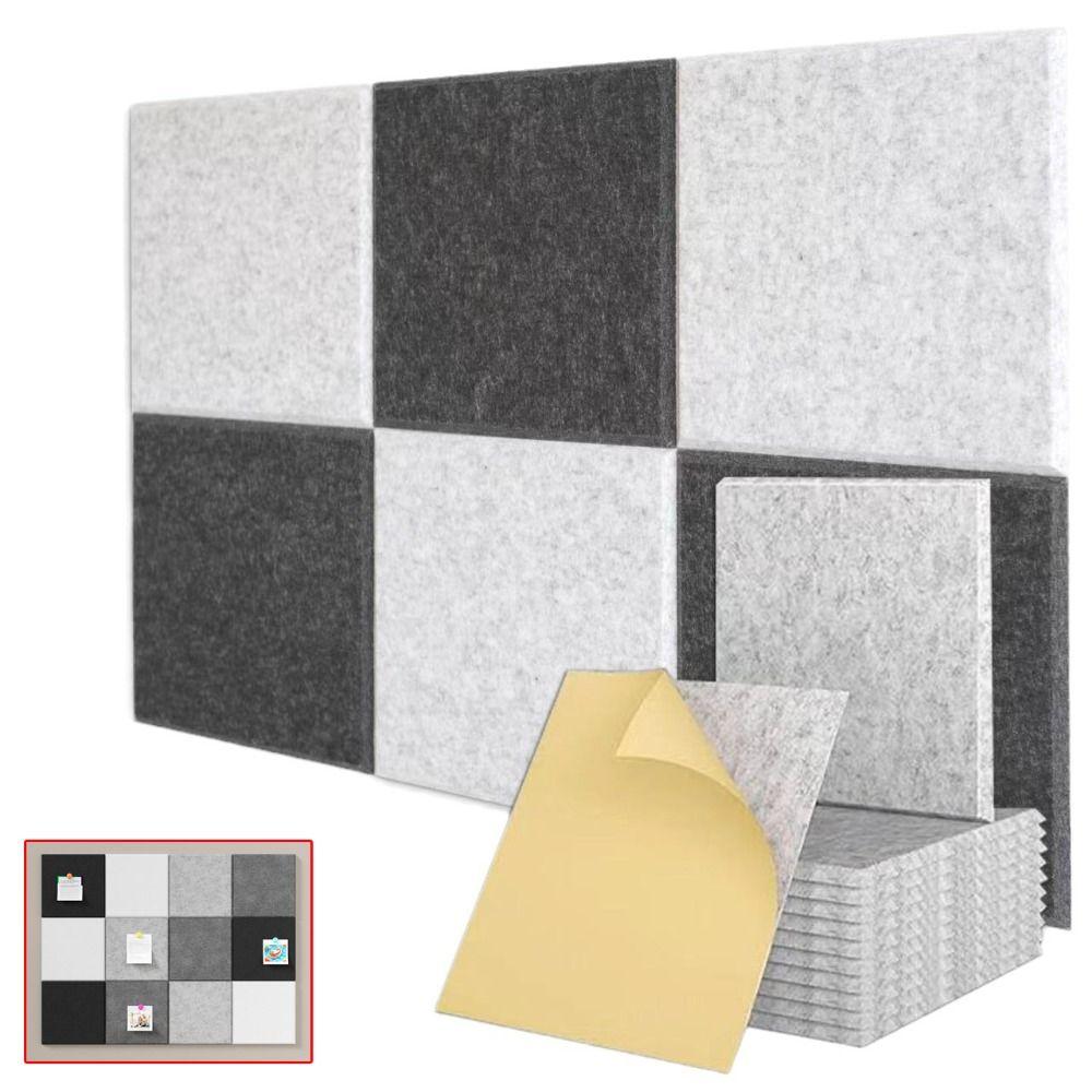 Felt Acoustic Panel Self Adhesive Wall Tiles Sticker Smooth Surface Bulletin Board  for Home Office