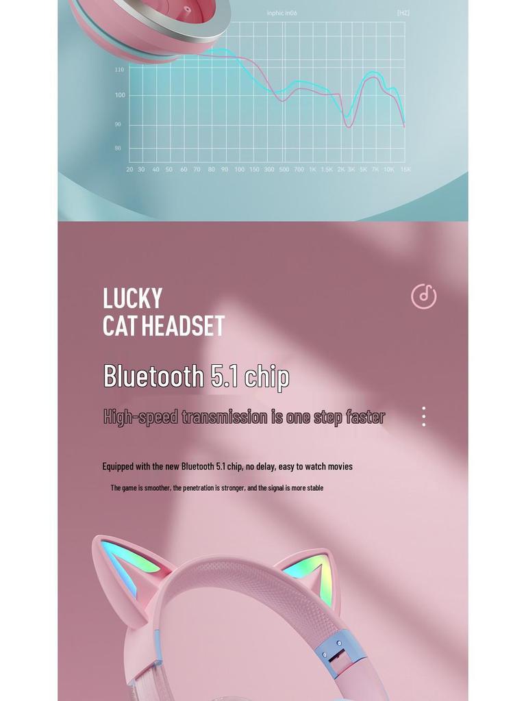 2025 Cat Ear Luminous Bluetooth Earphones with Long Battery Life & Stereo Sound