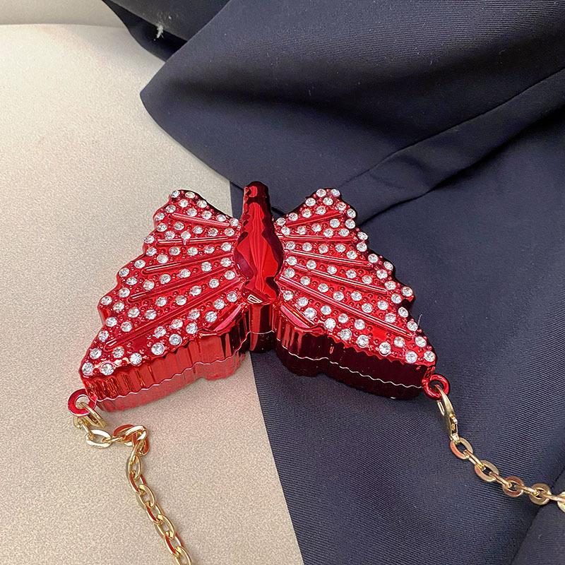 Borsa a tracolla con catena da donna borsa con farfalla incastonata di diamanti borsa a tracolla mini borsa a tracolla in acrilico