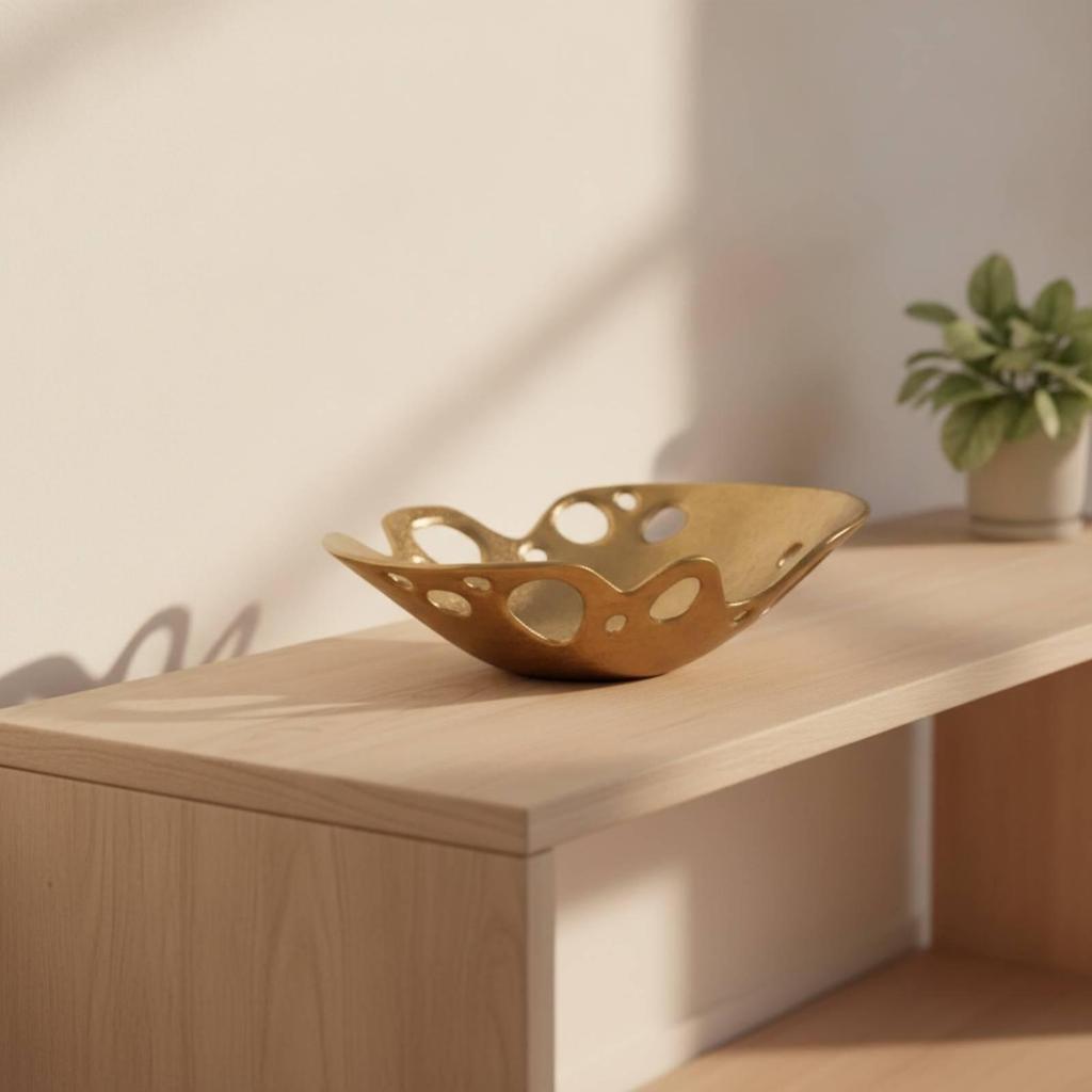 Sculptural Fruit Bowl Toned with Cutouts Openwork for Tabletop, Entryway, Dining Table