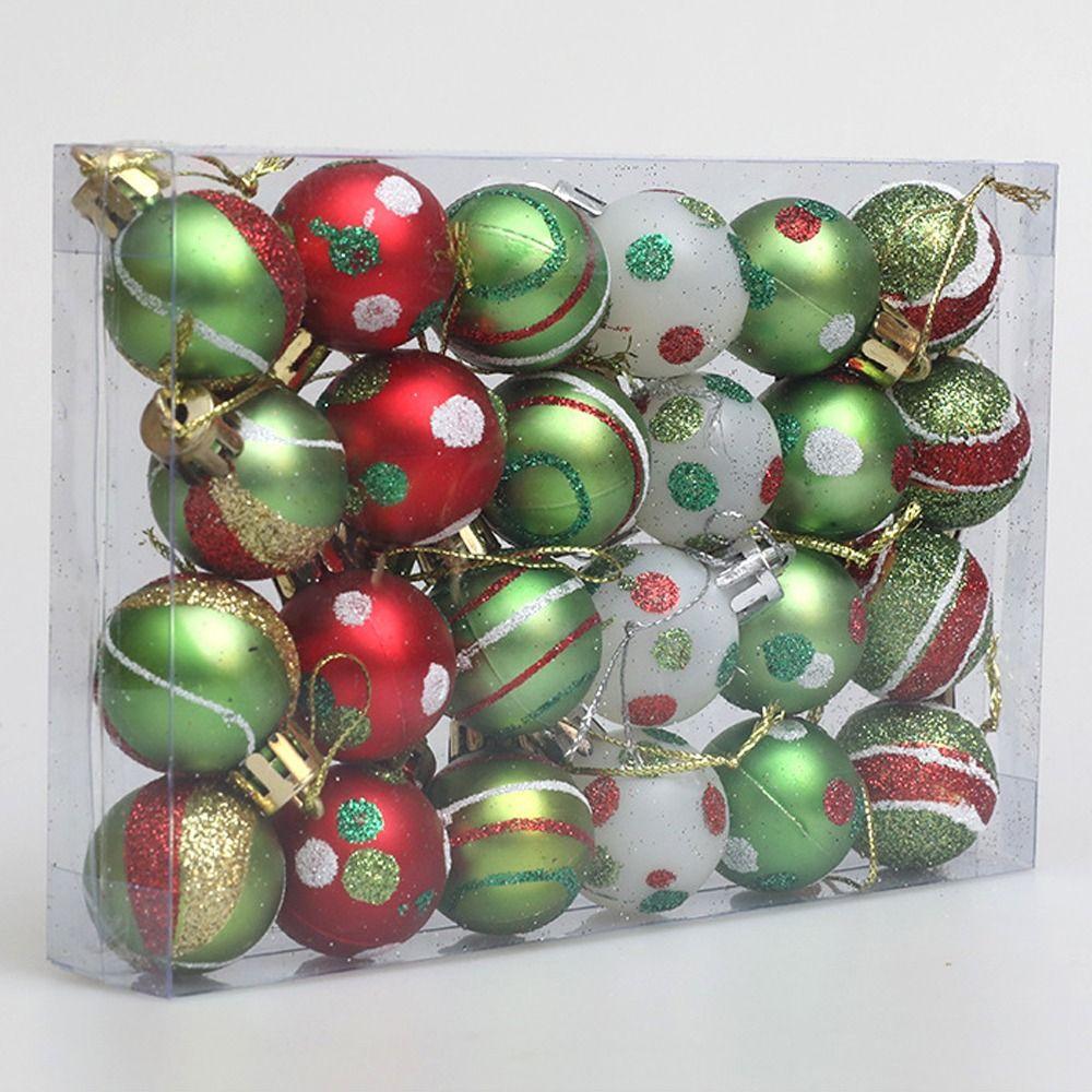 24pcs Shatterproof Christmas Tree Hanging Balls 3cm Xmas Tree Ornaments  Hotel Mall