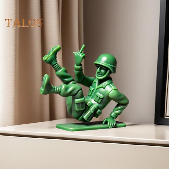 Grønn Soldatfigur Militærmenn Ornament Skrivebordsdekorasjon Miniatyrsoldatstatue for Latespill Militært Temaselskap