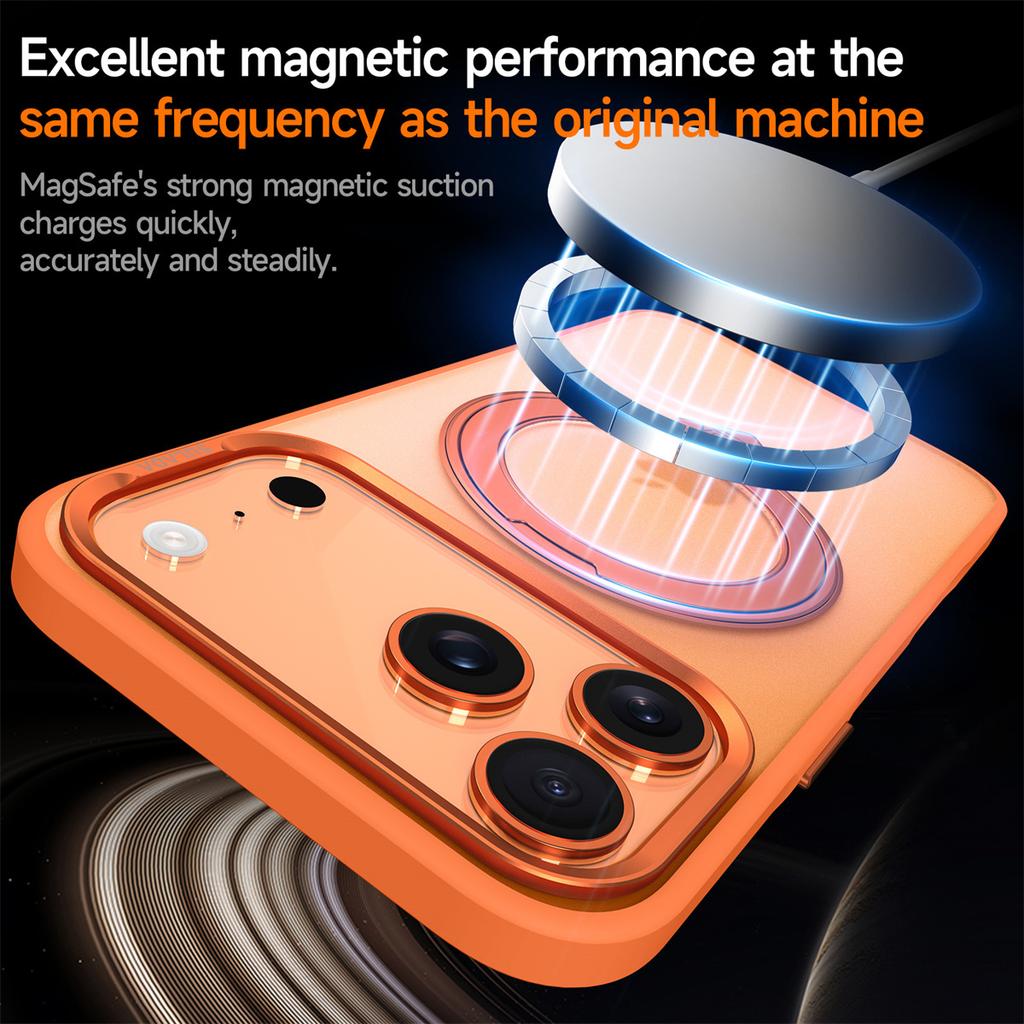 Magnetic Rotating Bracket Phone Case for IPhone 17 Pro Max 17 Air 17 Pro Frosted Transparent PC+TPU Ring Stand Back Cover
