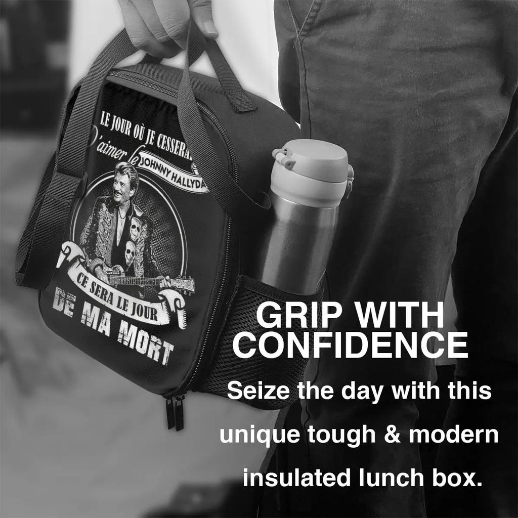 Johnny Hallyday Französischer Sänger Wiederverwendbare Lunchbox Multifunktion Heavy Metal Rock Kühler Thermische Lebensmittelisolierte Lunchtasche Schule